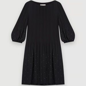 LIKE NEW!! Maje Black Pleated Mini Dress with Silver Ball Details. $450 MSRP